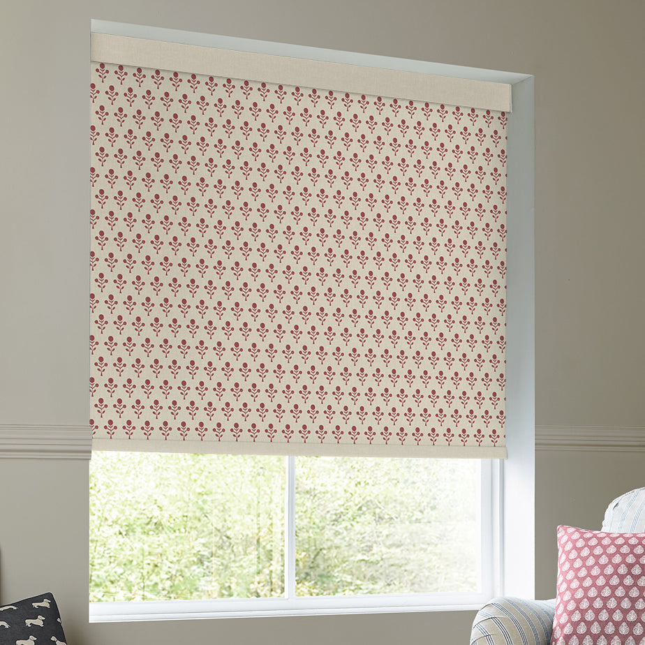 Emily Bond Hawthorn Translucent Made To Measure Roller Blind Swiss Red