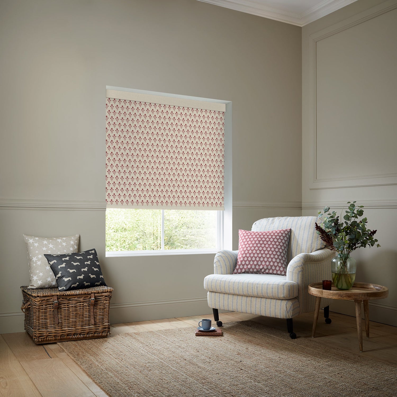 Emily Bond Hawthorn Translucent Made To Measure Roller Blind Swiss Red