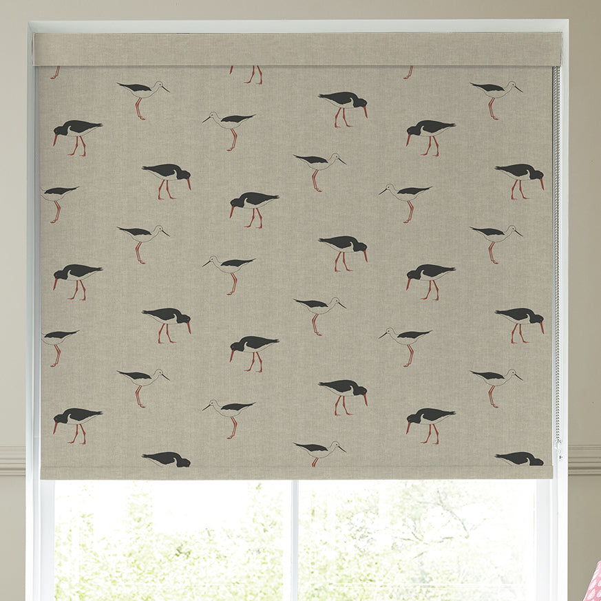 Emily Bond Oyster Catcher Blackout Made To Measure Roller Blind Charcoal