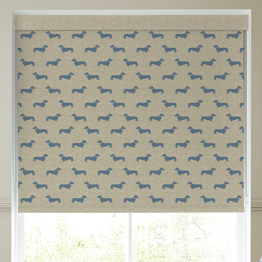 Emily Bond Peggy Blackout Made To Measure Roller Blind True Blue