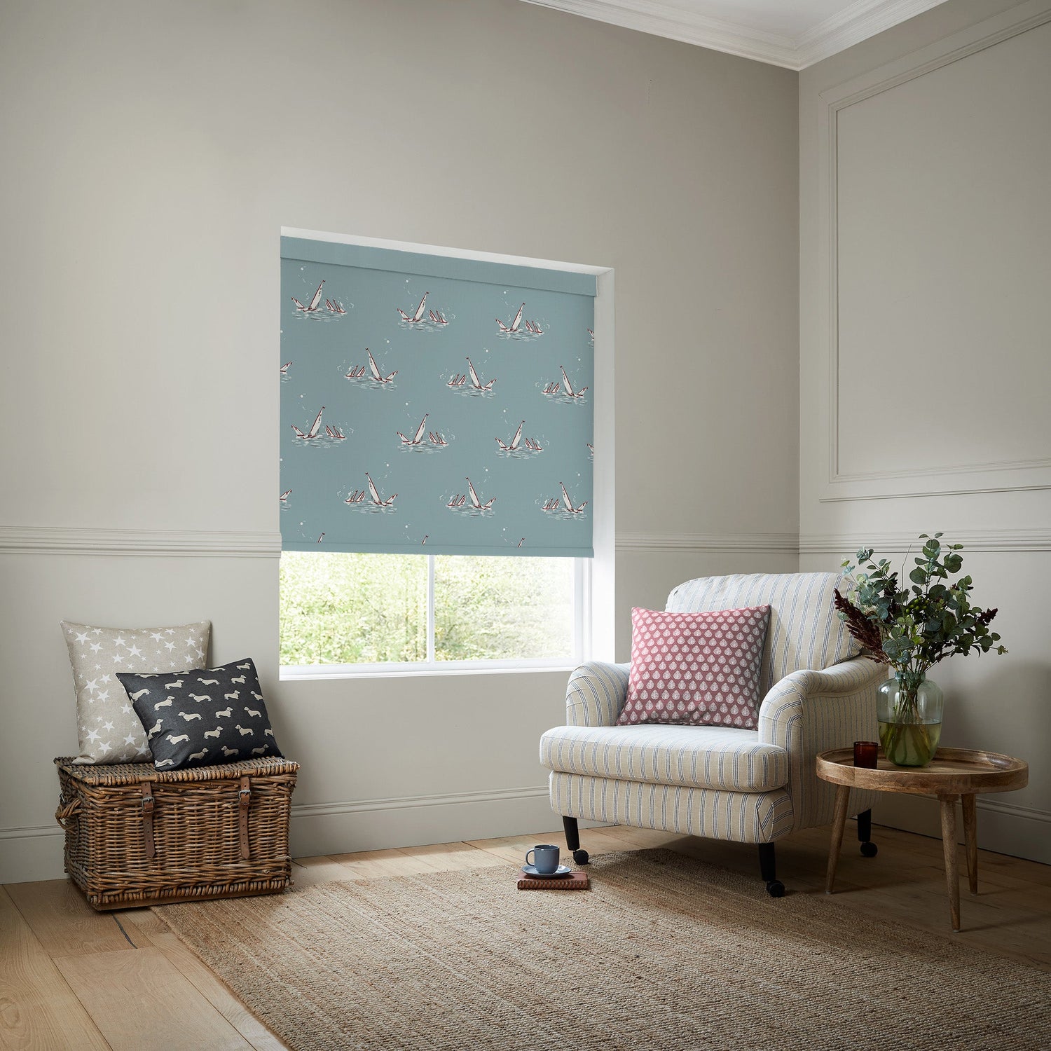 Emily Bond Regatta Translucent Made To Measure Roller Blind Duckegg