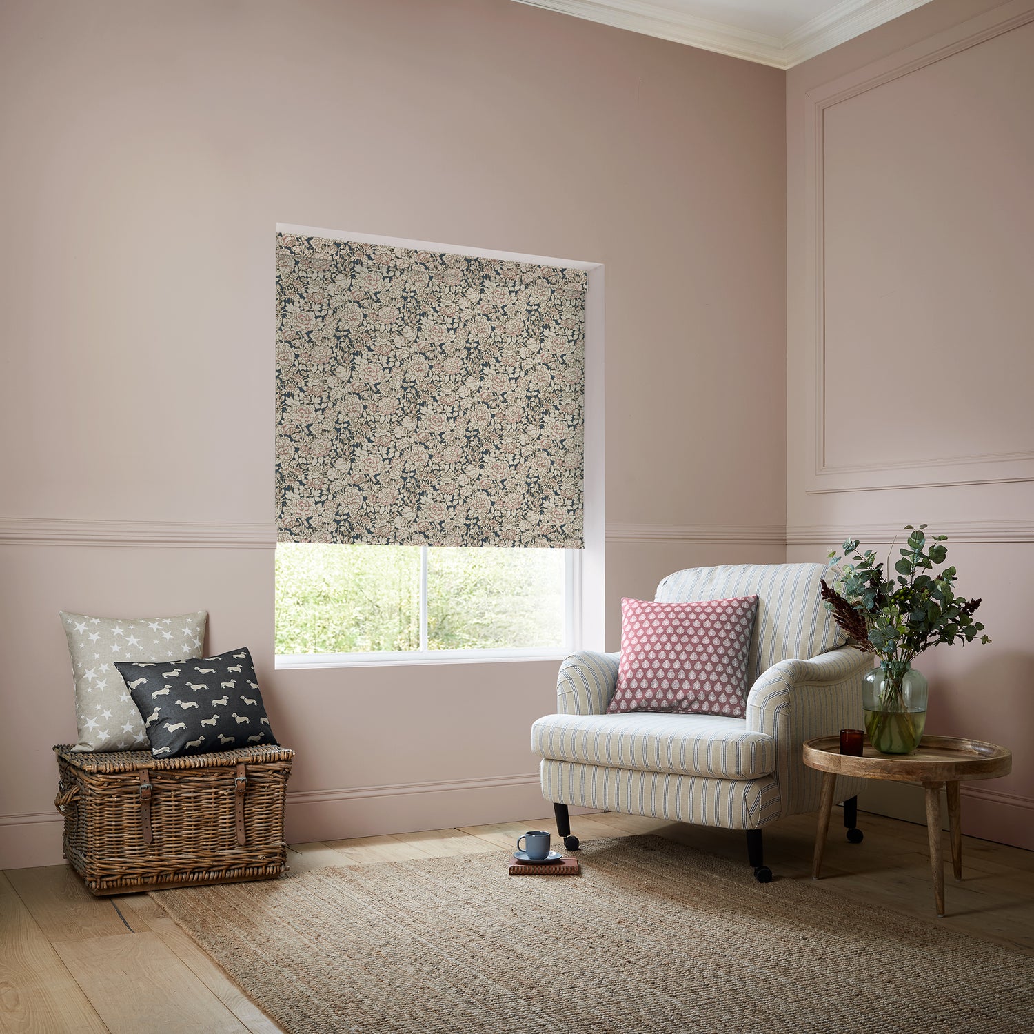 Emily Bond Somerset Rose Blackout Made To Measure Roller Blind Blossom Pink