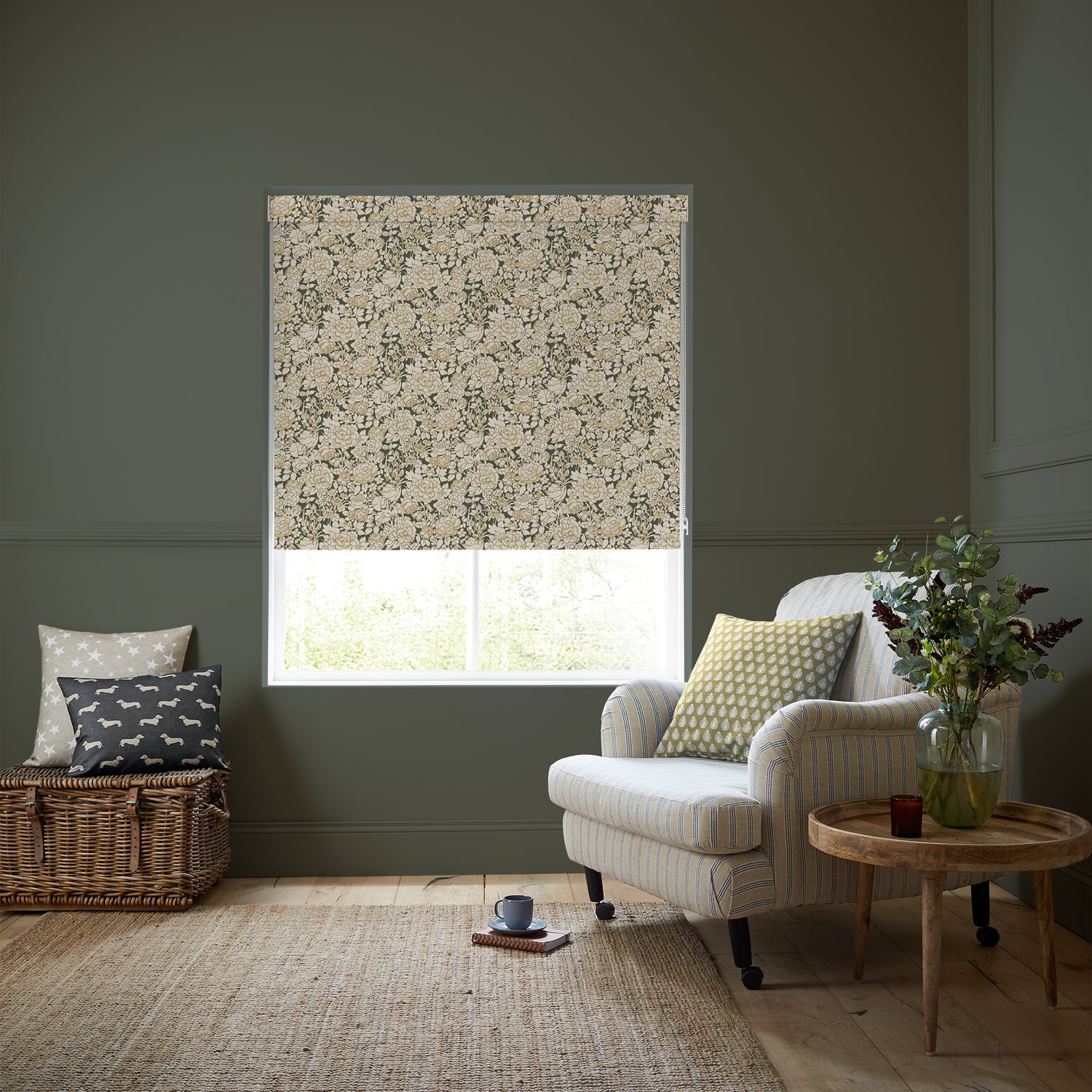 Emily Bond Somerset Rose Blackout Made To Measure Roller Blind Primrose Yellow