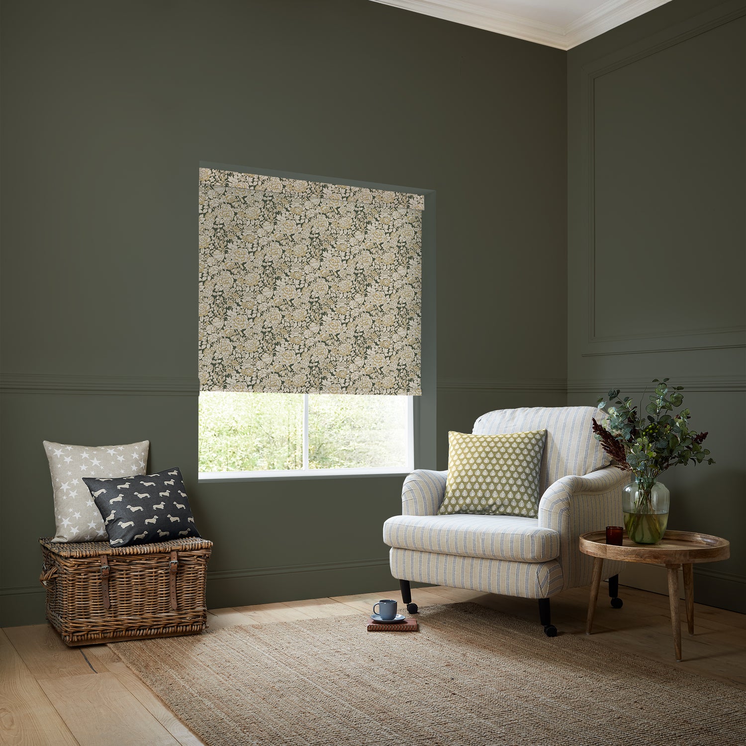 Emily Bond Somerset Rose Blackout Made To Measure Roller Blind Primrose Yellow