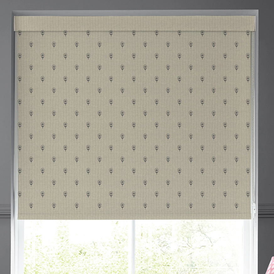 Emily Bond Wild Thyme Blackout Made To Measure Roller Blind Charcoal