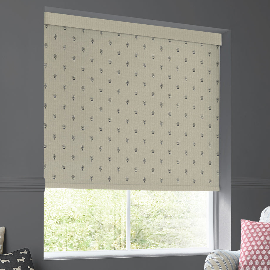 Emily Bond Wild Thyme Translucent Made To Measure Roller Blind Charcoal