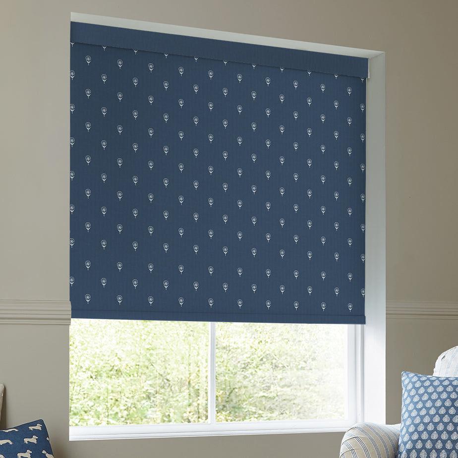 Emily Bond Wild Thyme Translucent Made To Measure Roller Blind Indigo