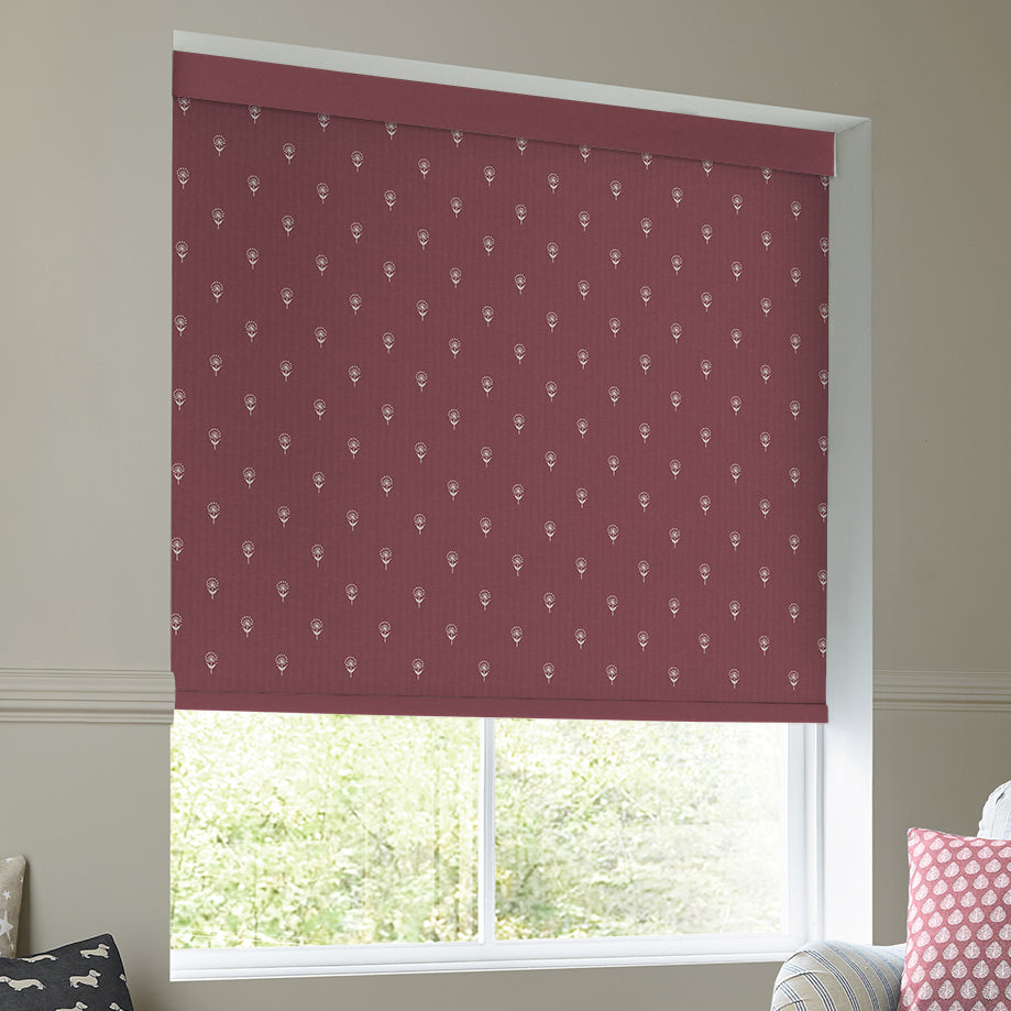 Emily Bond Wild Thyme Translucent Made To Measure Roller Blind Burgundy
