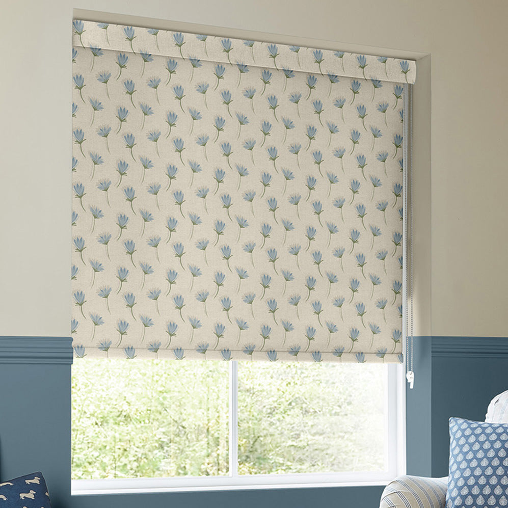 Emily Bond Cornflower Translucent Made To Measure Roller Blind Blue