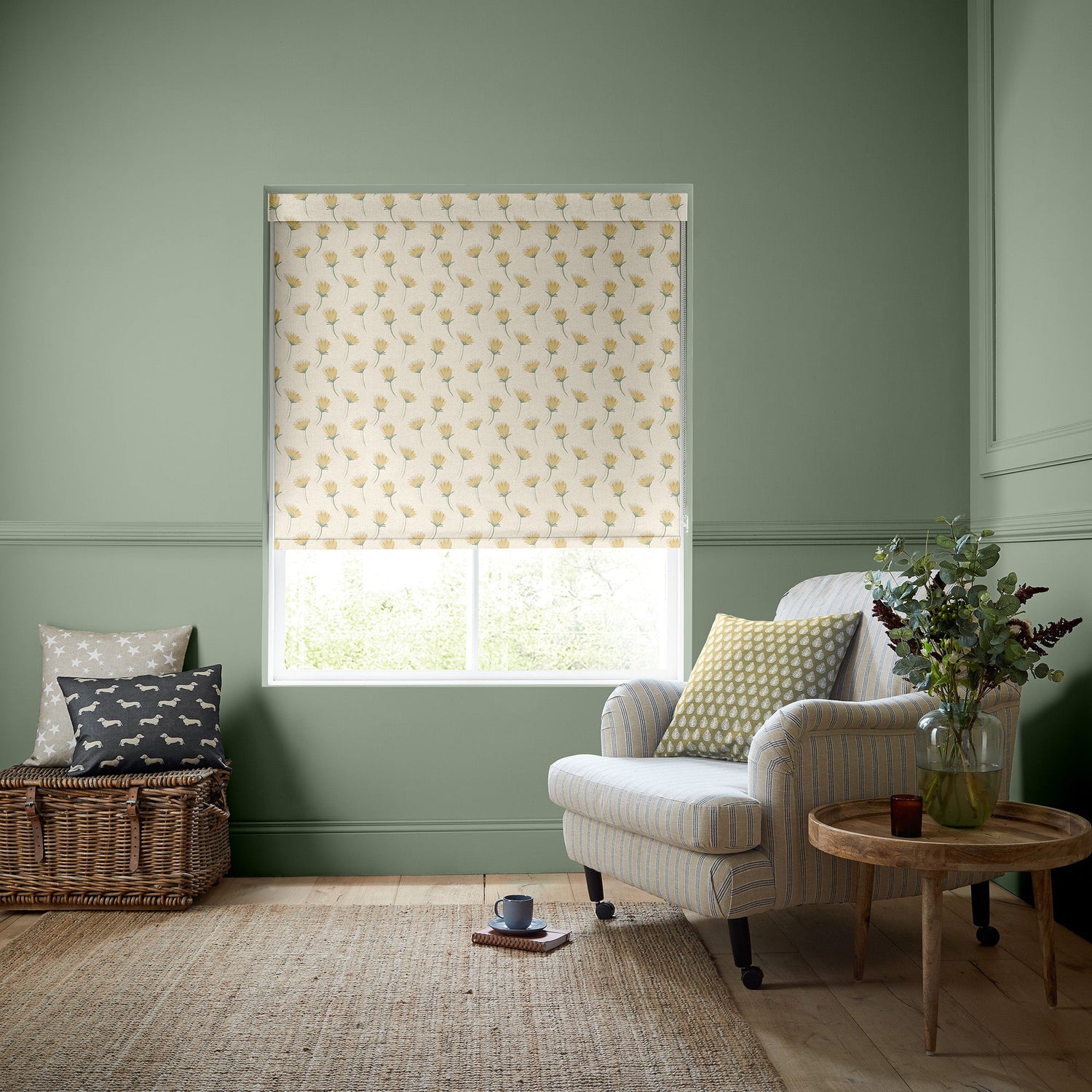 Emily Bond Cornflower Translucent Made To Measure Roller Blind Yellow