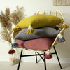 furn. Eden Slub Cotton Tasselled 45cm x 45cm Filled Cushion Moss