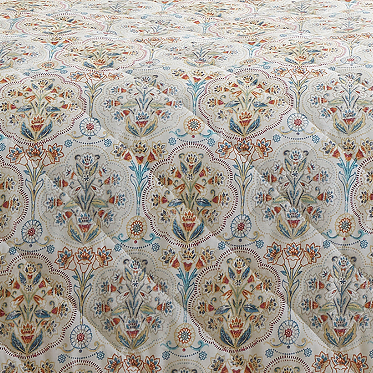 Dreams & Drapes Edena Decorative Floral Quilted 200cm x 230cm Bedspread Natural