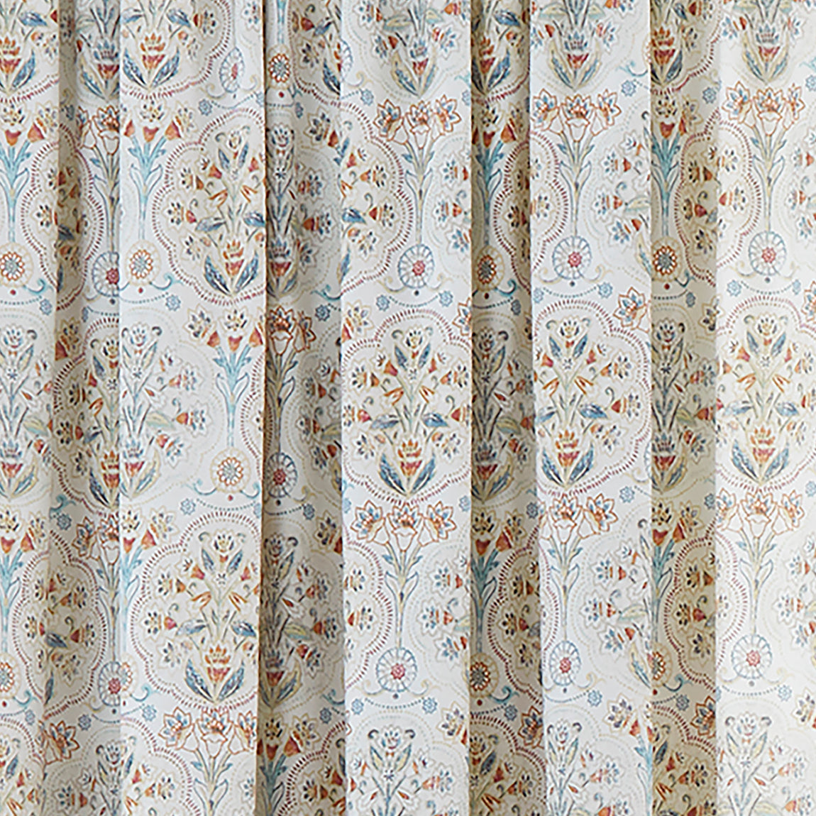 Dreams & Drapes Edena Decorative Floral Ready Made Pencil Pleat Curtains 66 x 72 Natural
