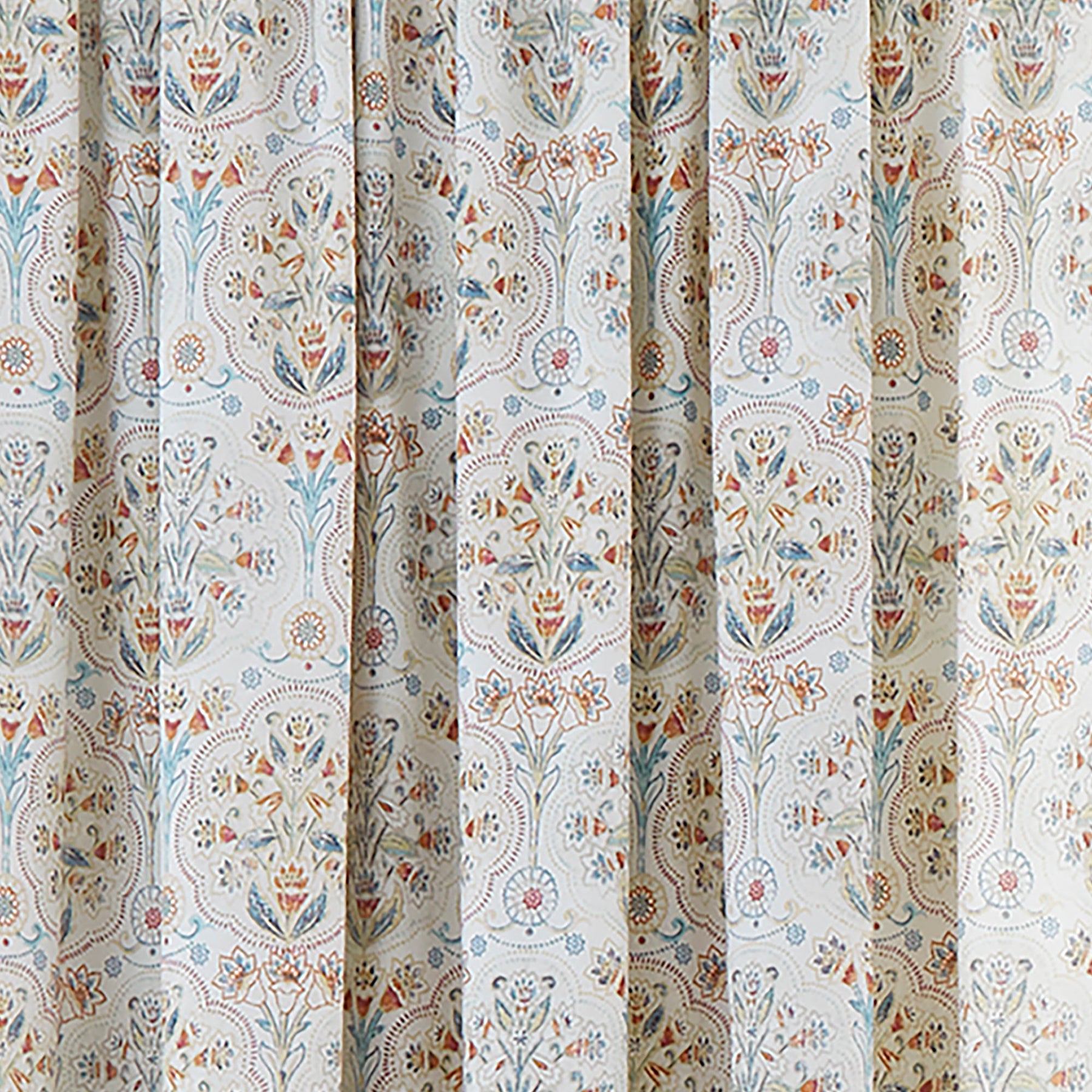Dreams and Drapes Edena Decorative Floral Ready Made Pencil Pleat Curtains 66 x 72 Natural