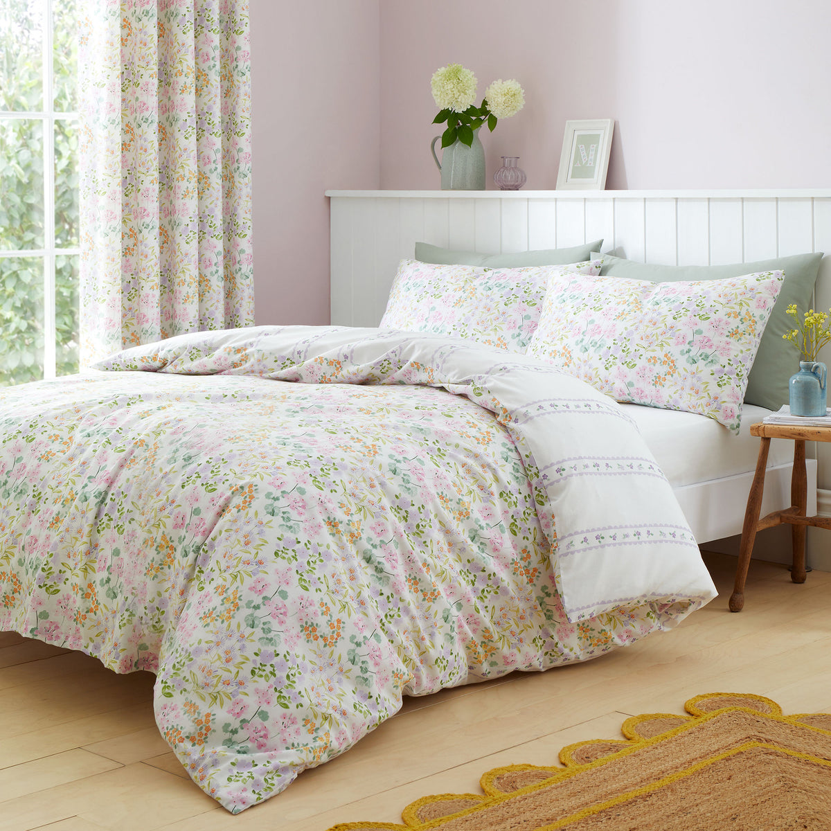 Dreams & Drapes Edith Floral Duvet Cover Bedding Set Lilac