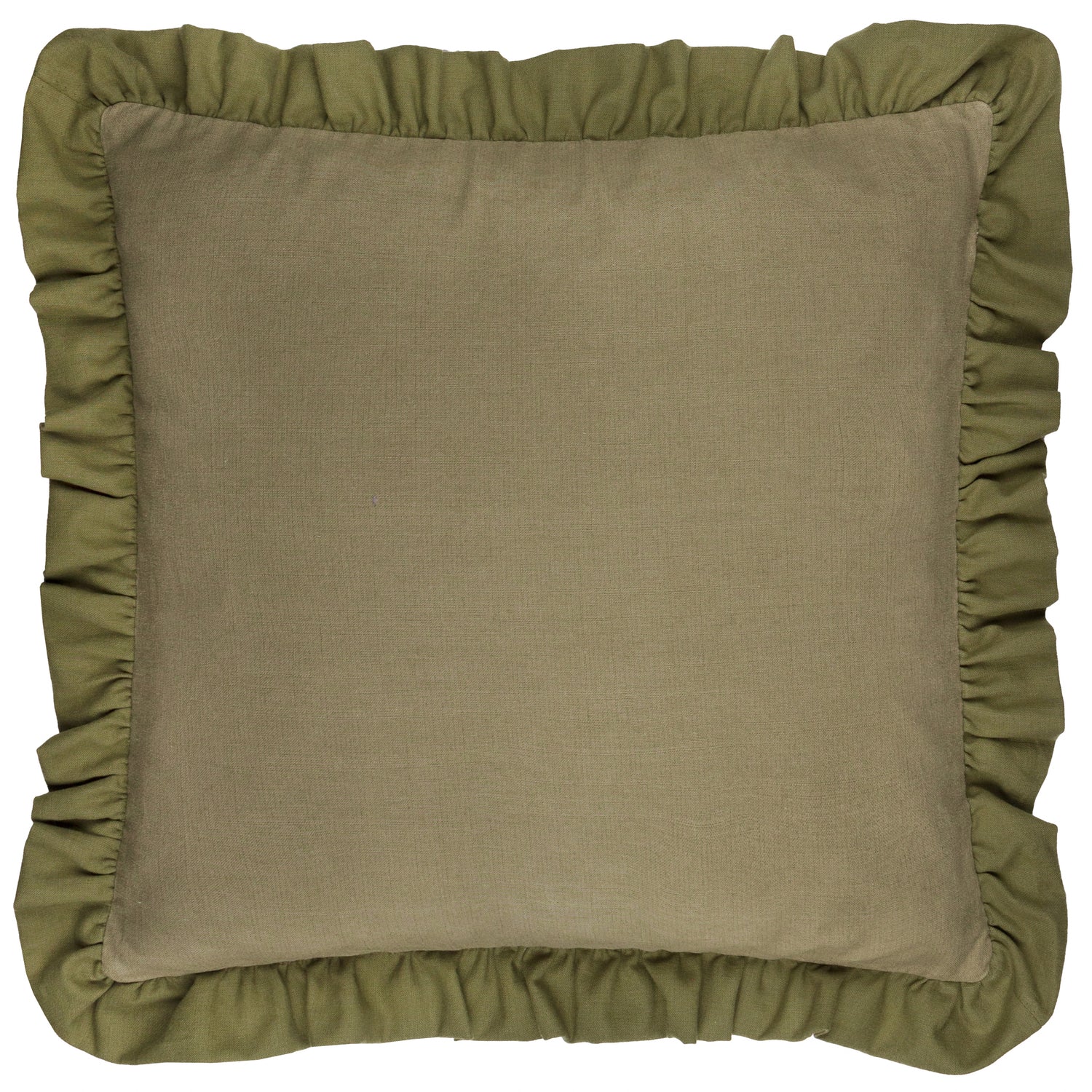 Wylder Effie Cotton Ruffle 45cm x 45cm Filled Cushion Sage Green