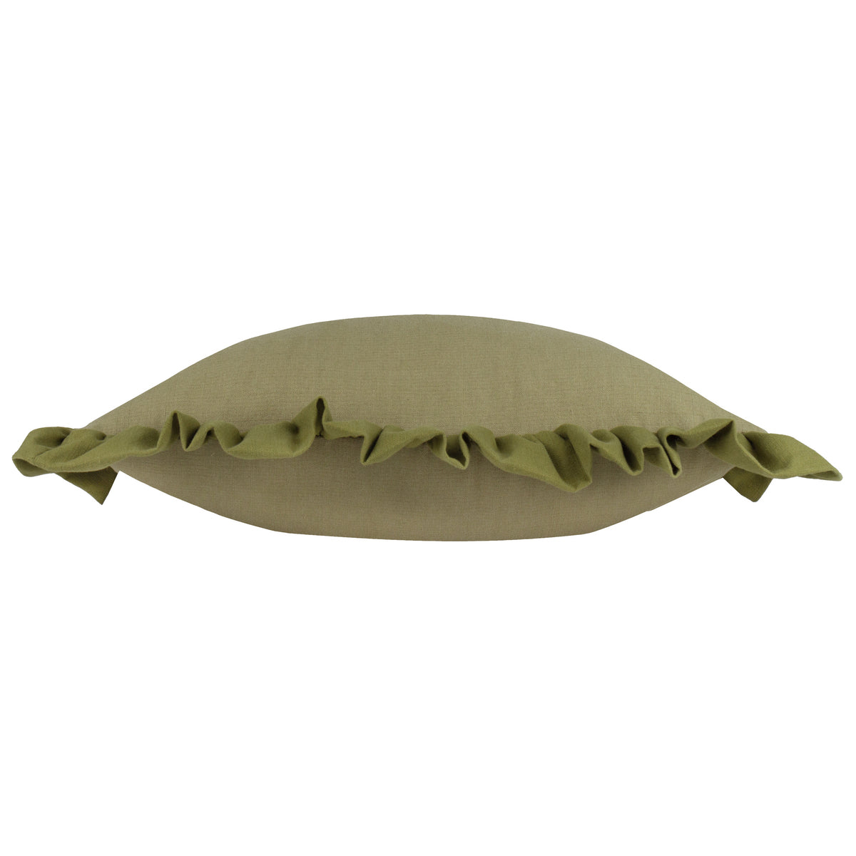 Wylder Effie Cotton Ruffle 45cm x 45cm Filled Cushion Sage Green