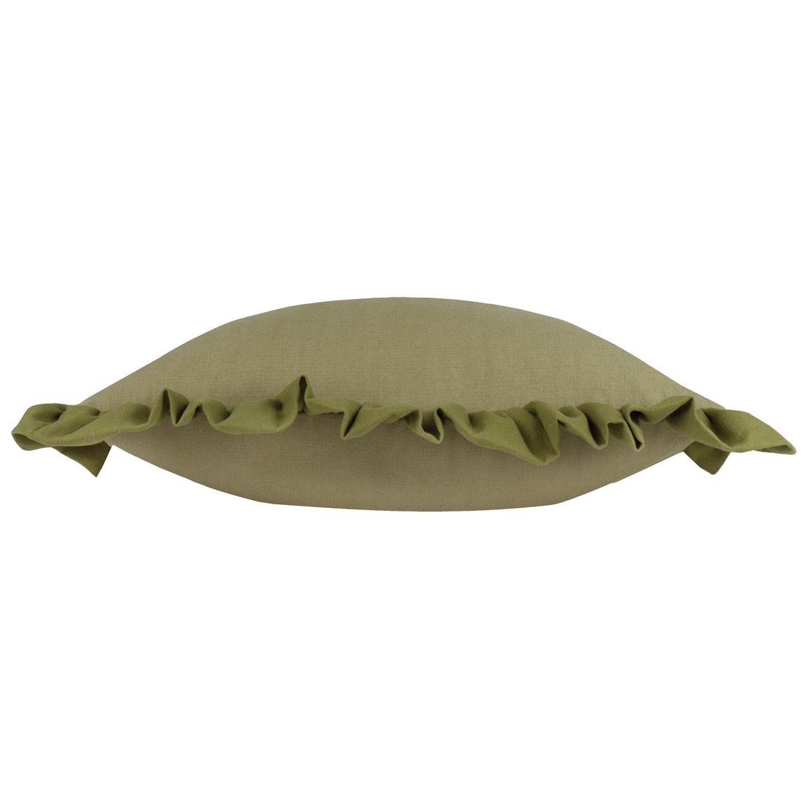 Wylder Effie Cotton Ruffle 45cm x 45cm Filled Cushion Sage Green