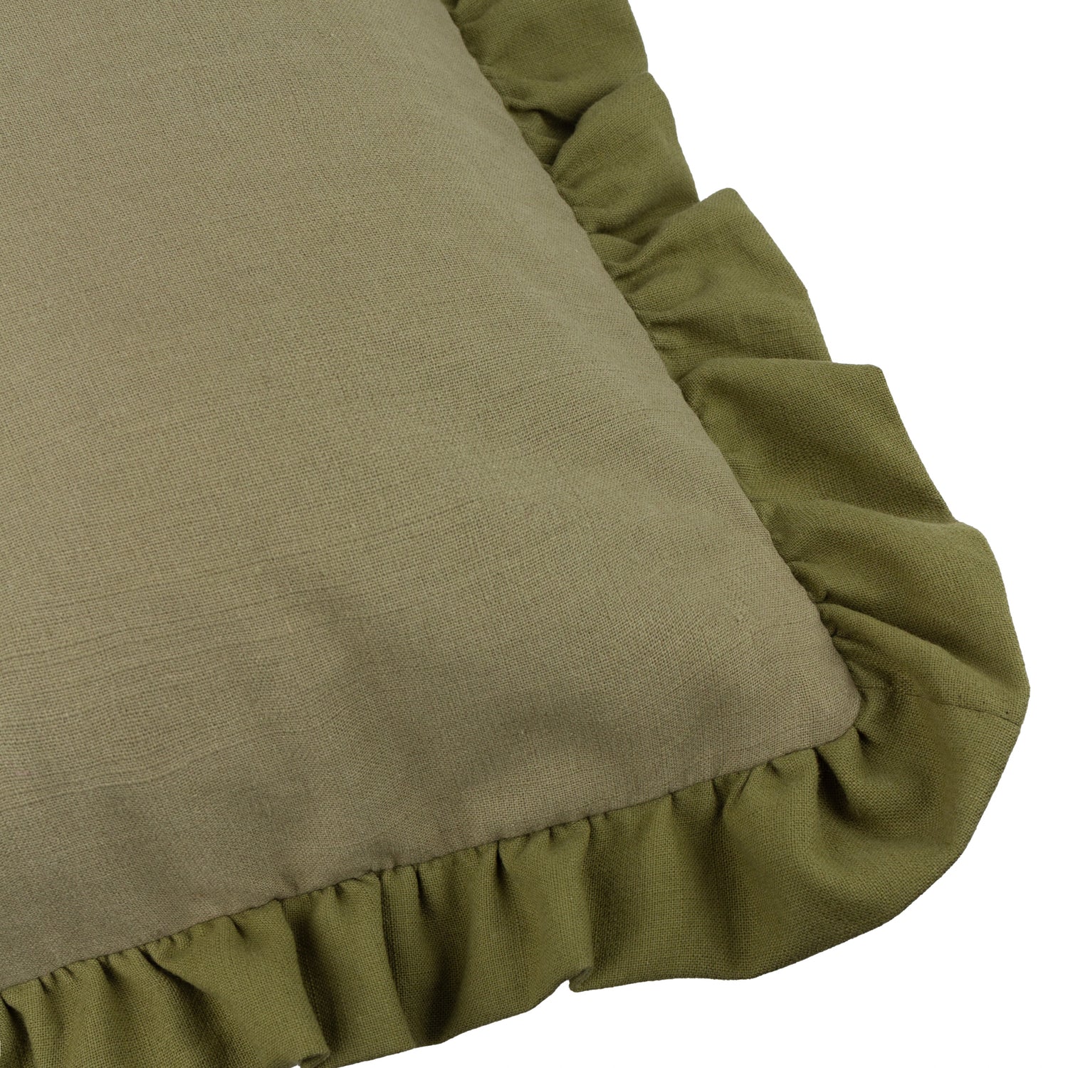 Wylder Effie Cotton Ruffle 45cm x 45cm Filled Cushion Sage Green
