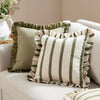 Wylder Effie Cotton Ruffle 45cm x 45cm Filled Cushion Sage Green