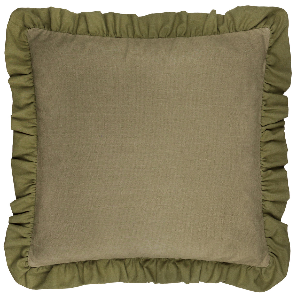 Wylder Effie Cotton Ruffle 45cm x 45cm Filled Cushion Sage Green