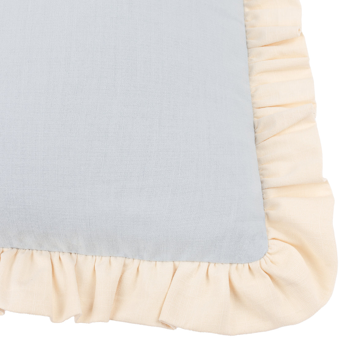 Wylder Effie Cotton Ruffle 45cm x 45cm Filled Cushion Sky Blue Vintage Cream