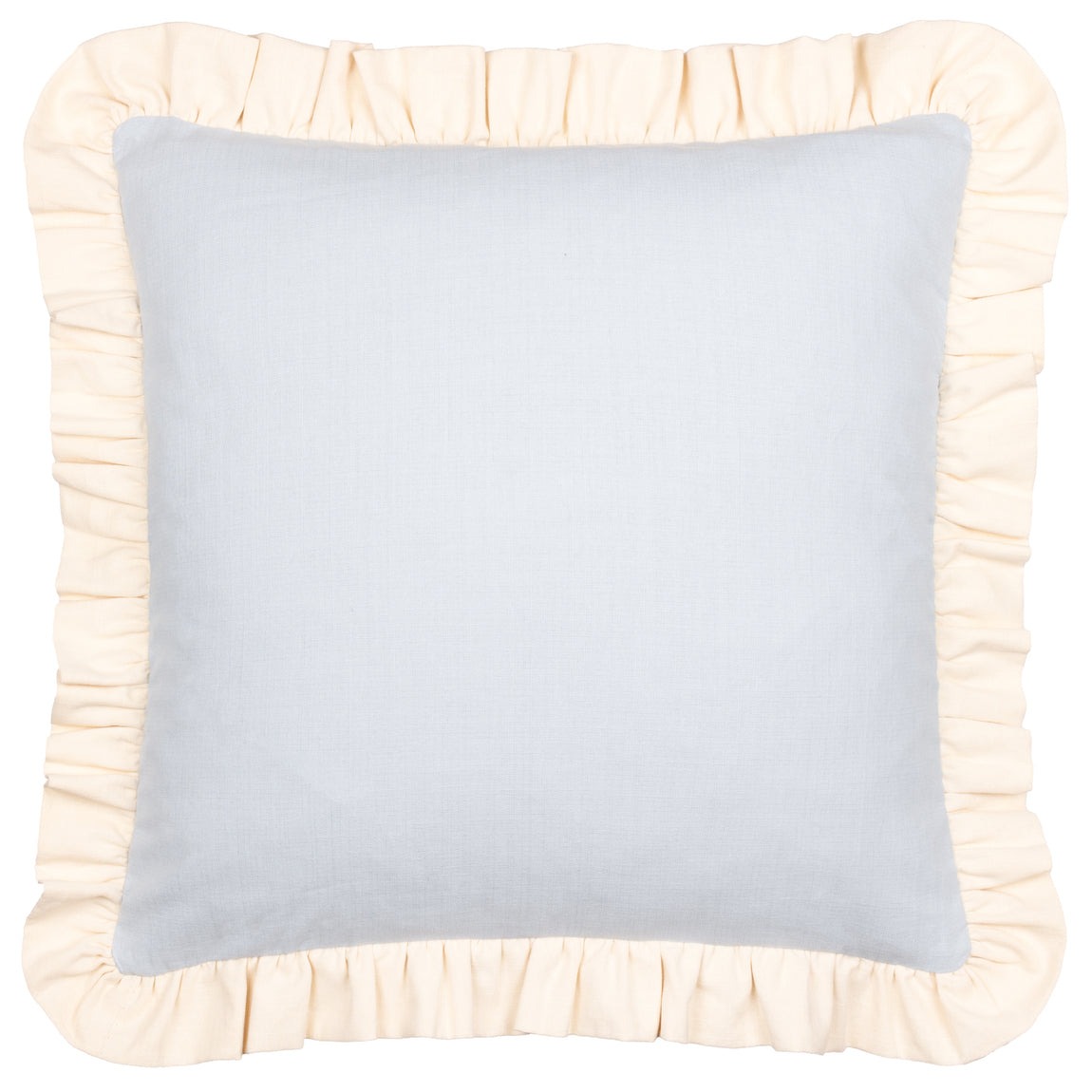 Wylder Effie Cotton Ruffle 45cm x 45cm Filled Cushion Sky Blue Vintage Cream