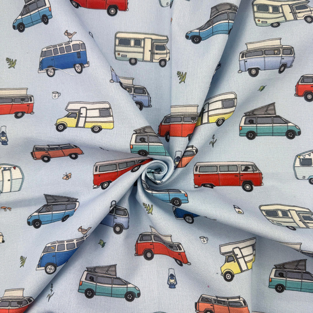 Emma Lawrence Cosy Campers Fabric Sky
