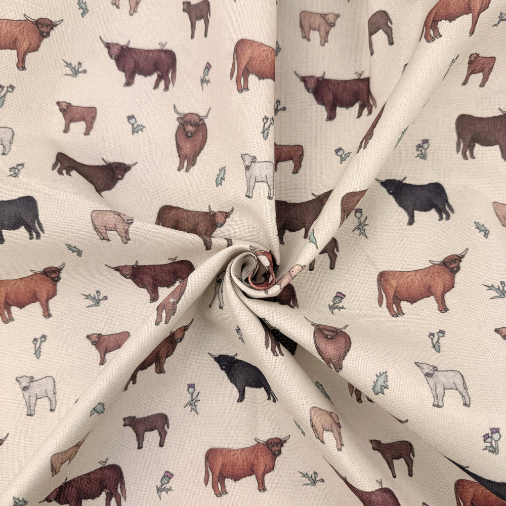 Emma Lawrence Meadow Moo Fabric Linen