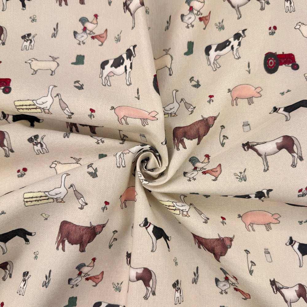 Emma Lawrence Farmyard Friends Fabric Linen