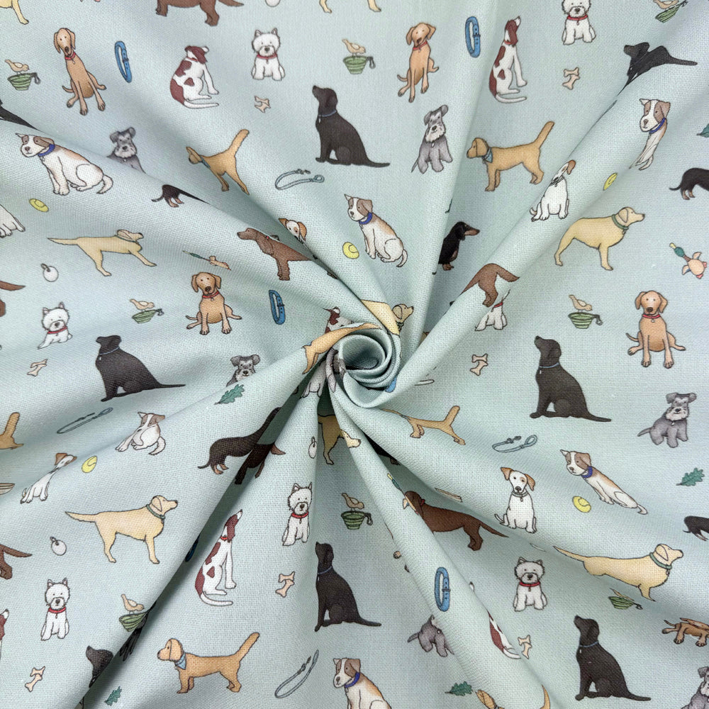 Emma Lawrence Barking Buddies Fabric Duck Egg