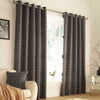 furn. Ellis Check Ready Made Eyelet Curtains Grey