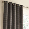 furn. Ellis Check Ready Made Eyelet Curtains Grey