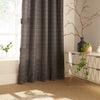 furn. Ellis Check Ready Made Eyelet Curtains Grey