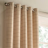 furn. Ellis Check Ready Made Eyelet Curtains Natural