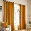 furn. Ellis Check Ready Made Eyelet Curtains Ochre