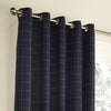 furn. Ellis Check Ready Made Eyelet Curtains Navy