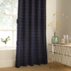 furn. Ellis Check Ready Made Eyelet Curtains Navy
