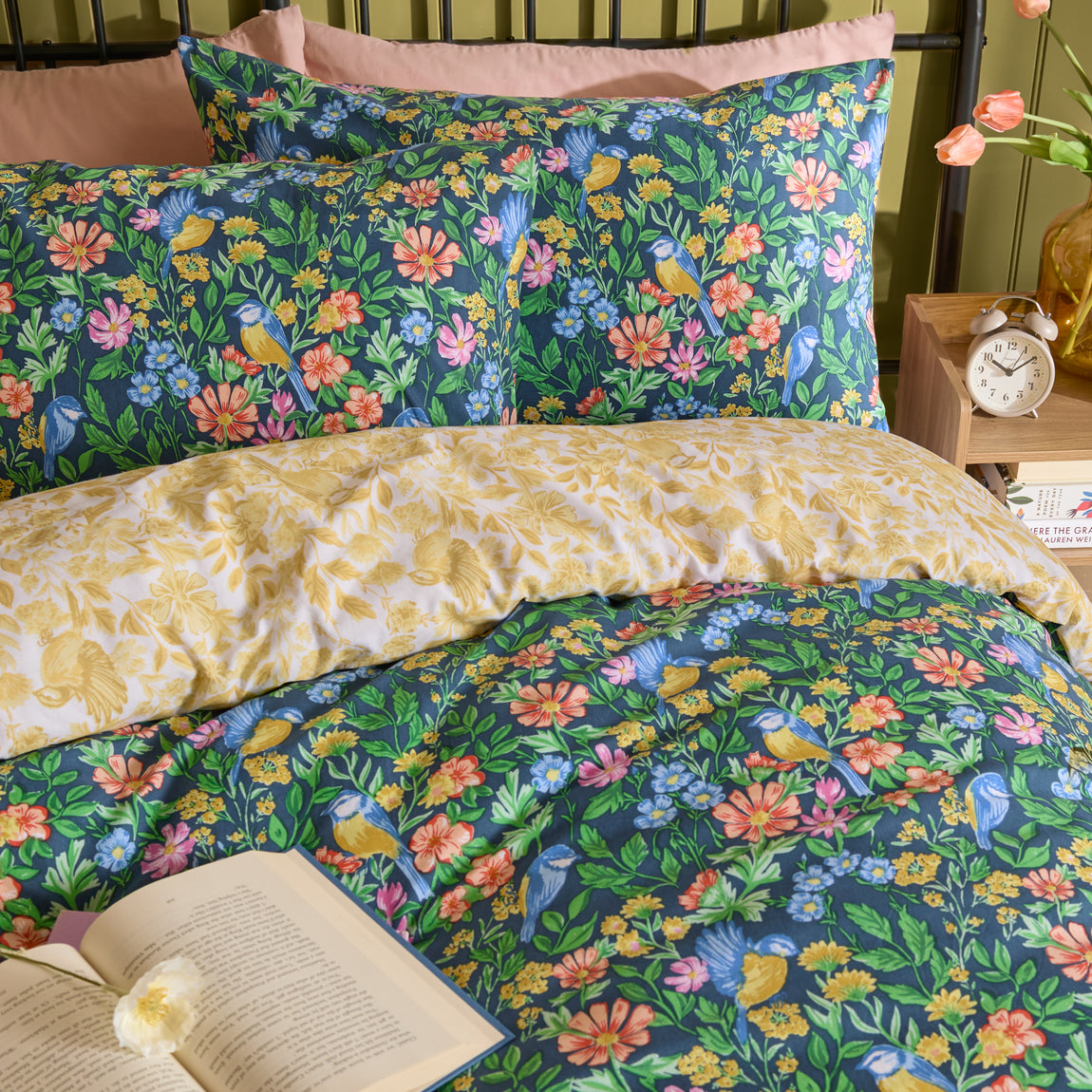 Emerie Floral Duvet Cover Bedding Set Navy