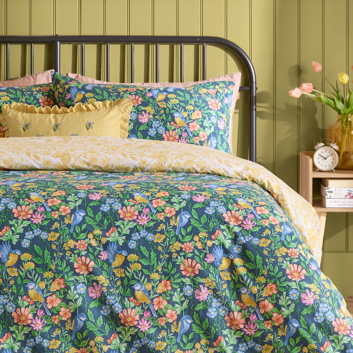 Emerie Floral Duvet Cover Bedding Set Navy