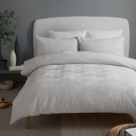 Serene Embossed Geo Duvet Cover Bedding Set Grey