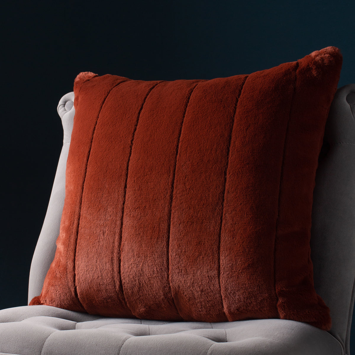 Paoletti Empress Faux Fur 45cm x 45cm Filled Cushion Rust