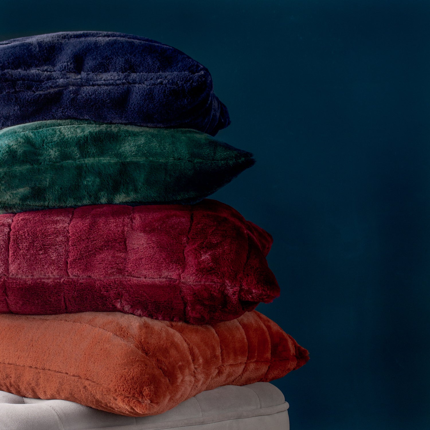 Paoletti Empress Faux Fur 55cm x 55cm Filled Cushion Ruby
