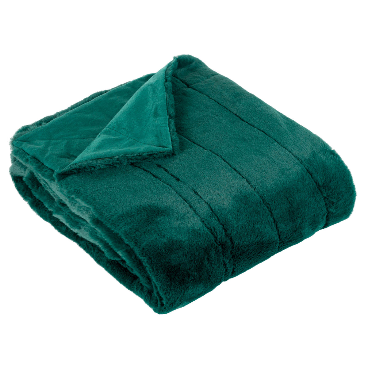 Paoletti Empress Faux Fur 130cm x 180cm Throw Emerald