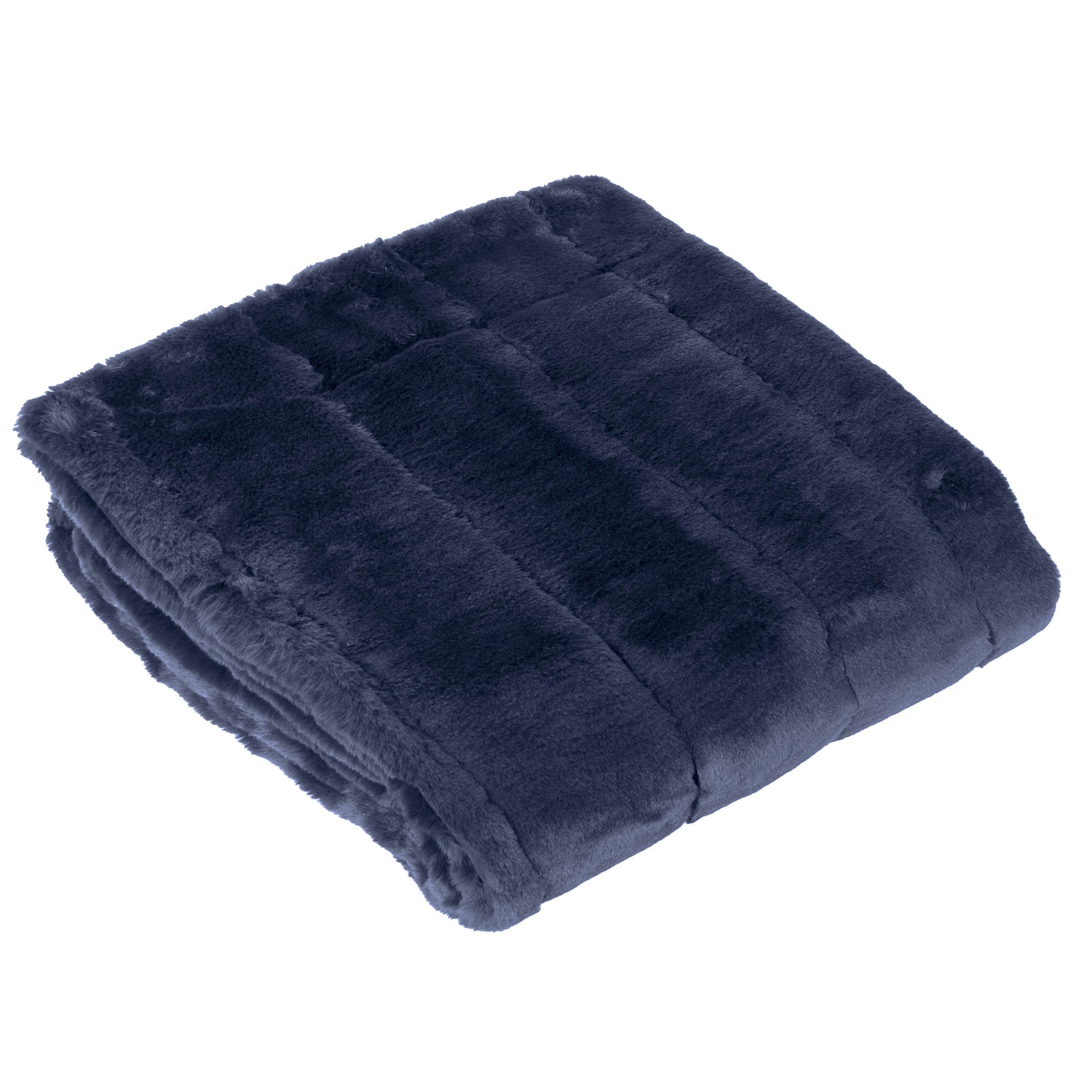 Paoletti Empress Faux Fur 130cm x 180cm Throw Navy