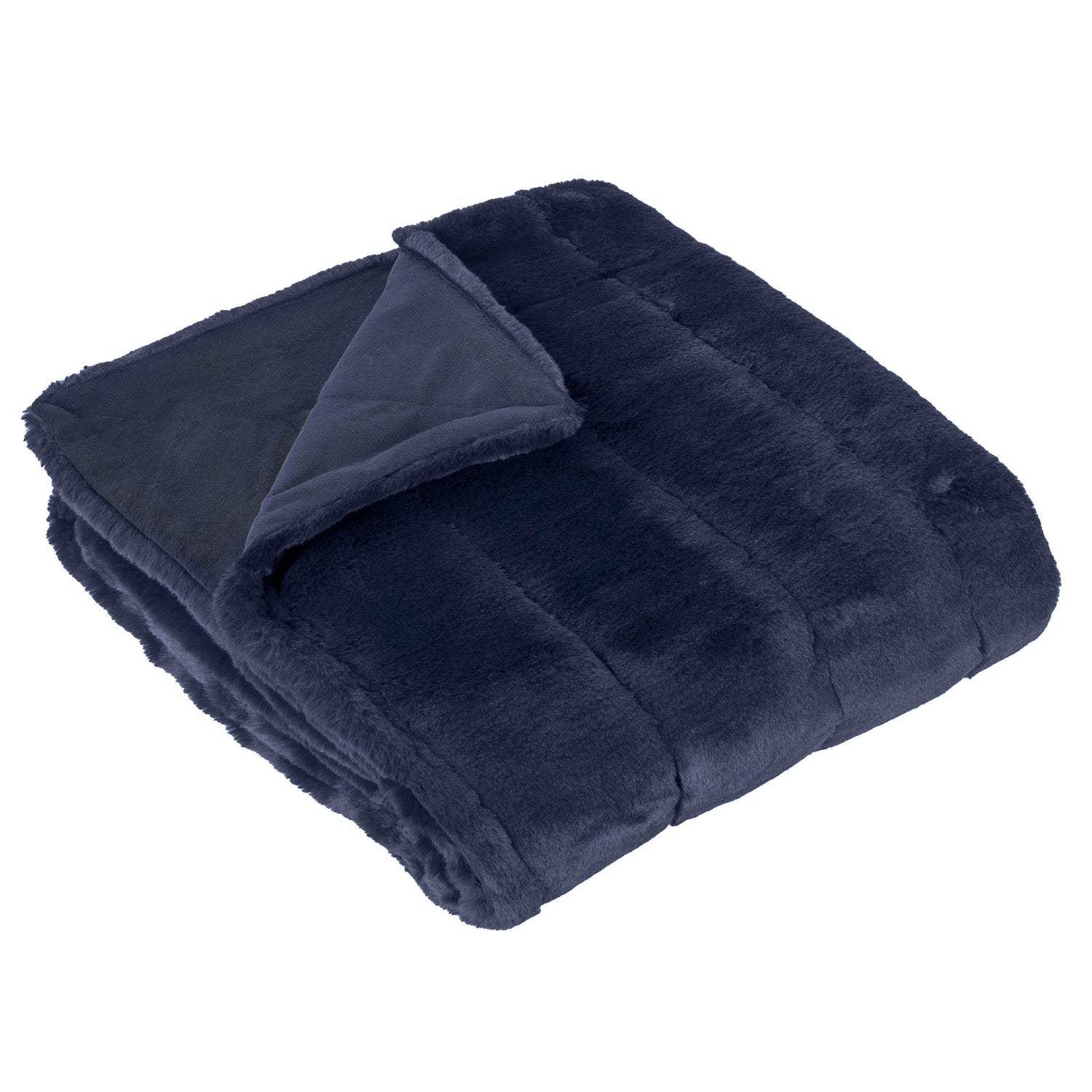 Paoletti Empress Faux Fur 130cm x 180cm Throw Navy