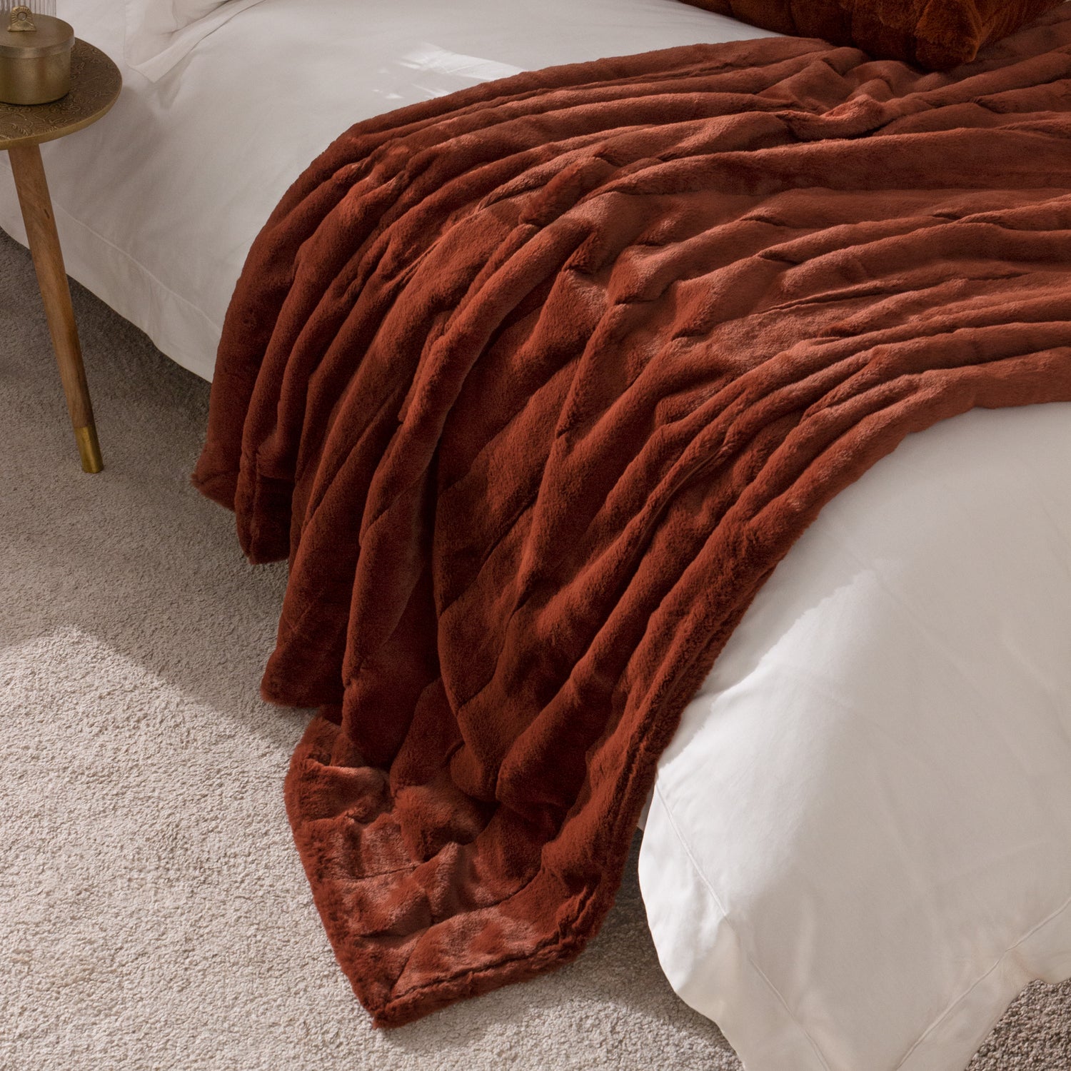 Paoletti Empress Faux Fur 130cm x 180cm Throw Rust