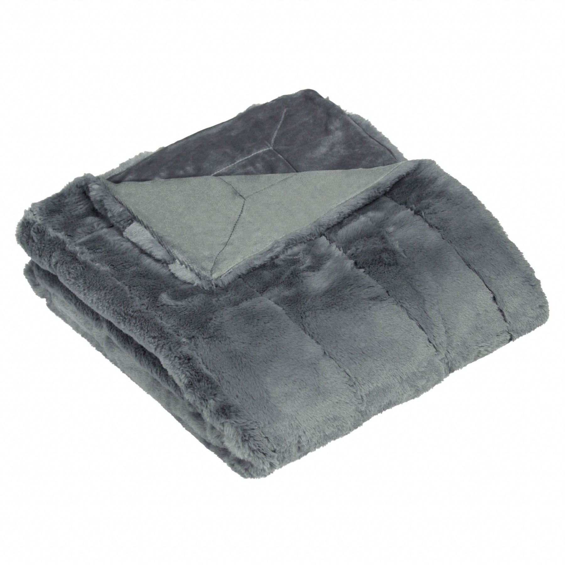 Paoletti Empress Faux Fur 140cm x 200cm Throw Charcoal