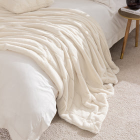 Paoletti Empress Faux Fur 140cm x 200cm Throw Cream