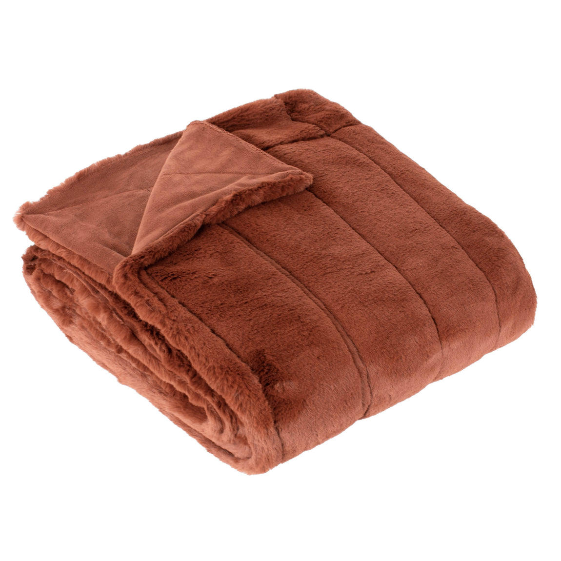 Paoletti Empress Faux Fur 140cm x 200cm Throw Rust